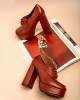 Γυναικείο Loafers δετό με τακούνι  Μπορντό  OXFORDS