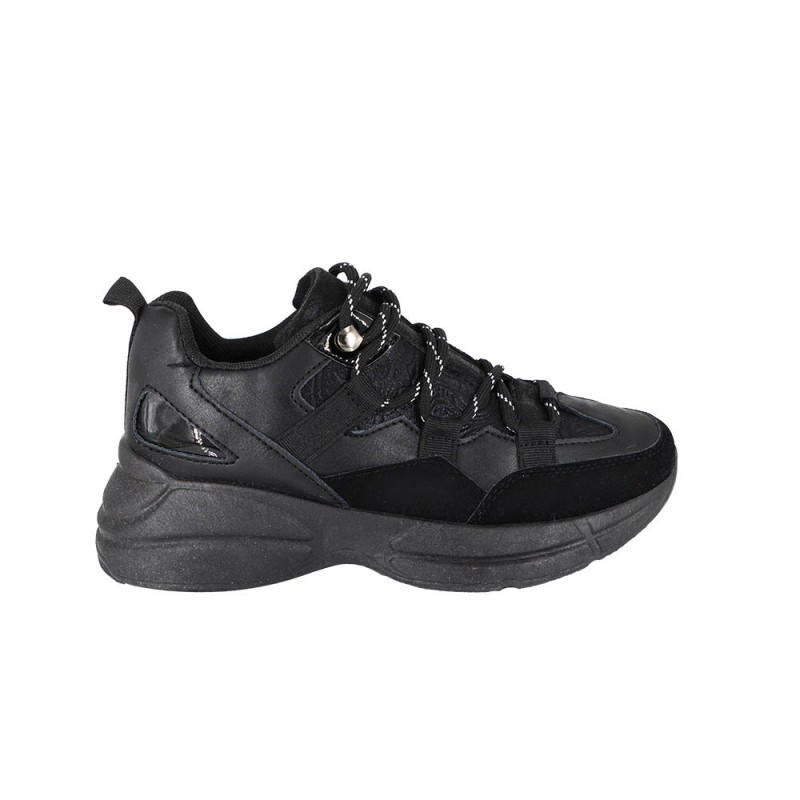 Sneakers Δετό με Συνδυασμό Υλικών  Black  SPECIAL PRICE