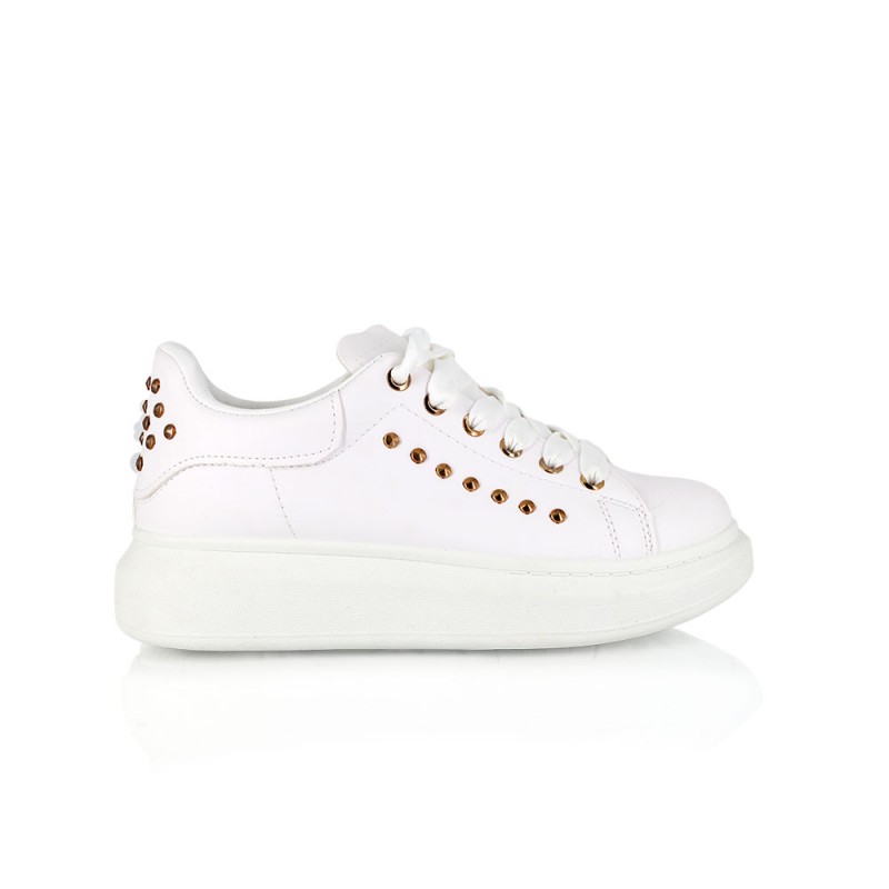 Sneakers Δετό με  Τρούκ Λεπτομέρειες White  SPECIAL PRICE