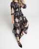 Γυναικείο Δίχρωμο Maxi Φόρεμα με Snake Print  Μαύρο 