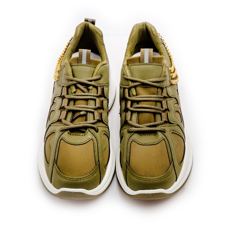 Γυναικείο Sneakers Δετό με Διακοσμητικές Χρυσές Αλυσίδες  Green  ΓΥΝΑΙΚΕΙΑ ΥΠΟΔΗΜΑΤΑ