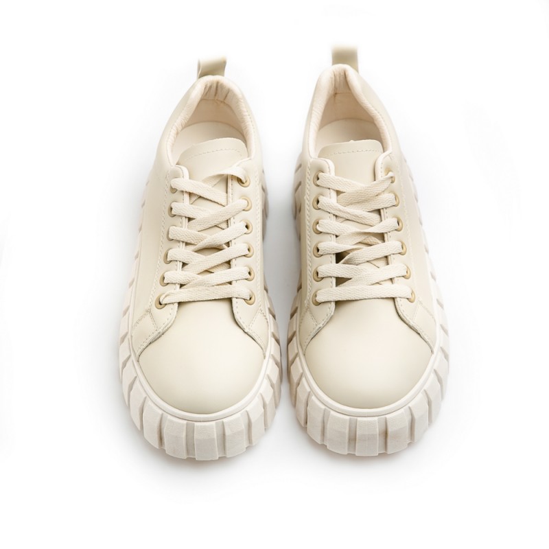 Γυναικείο  Sneakers Δίπατο Δετό με Τρακτερωτή Σόλα White  ΓΥΝΑΙΚΕΙΑ ΥΠΟΔΗΜΑΤΑ