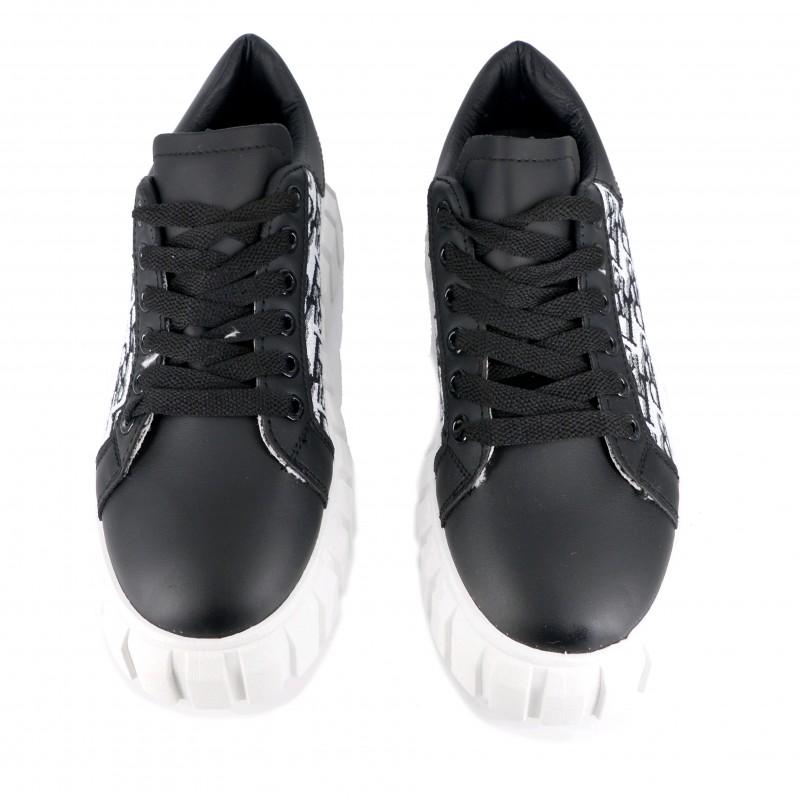 Γυναικείο  Sneakers Δίπατο Δετό με Σχέδιο στο πλάι και Τρακτερωτή  Black  ΓΥΝΑΙΚΕΙΑ ΥΠΟΔΗΜΑΤΑ