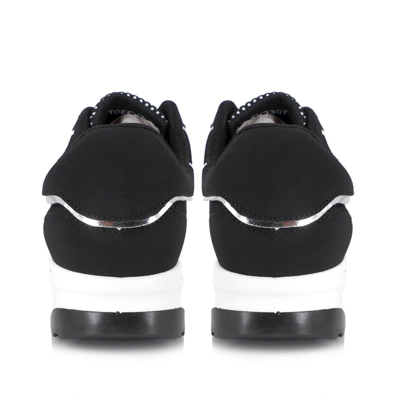 Γυναικείο Sneakers Δετό με Συνδυασμό Υλικών Black  NEW IN