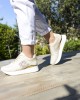 Γυναικεία Sneakers Δετά με Μεταλλικές Λεπτομέρειες Beige  NEW IN