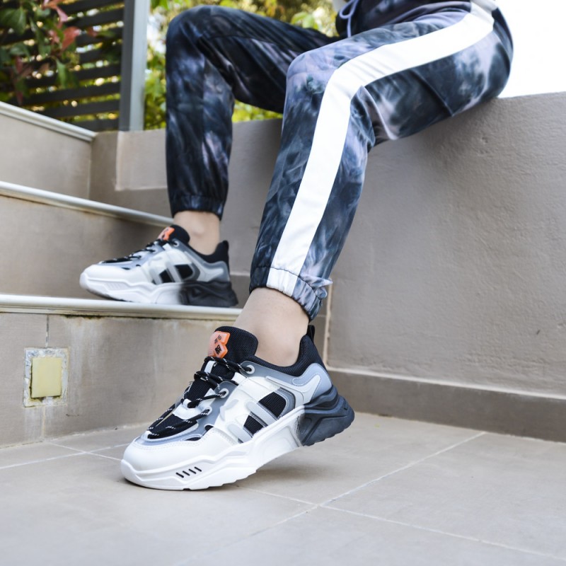 Γυναικείο Sneakers Δετό με Συνδυασμό Υλικών  Black  NEW IN