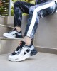 Γυναικείο Sneakers Δετό με Συνδυασμό Υλικών  Black  NEW IN