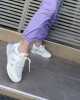 Γυναικείο Sneakers Δετό με Συνδυασμό Υλικών  White  NEW IN