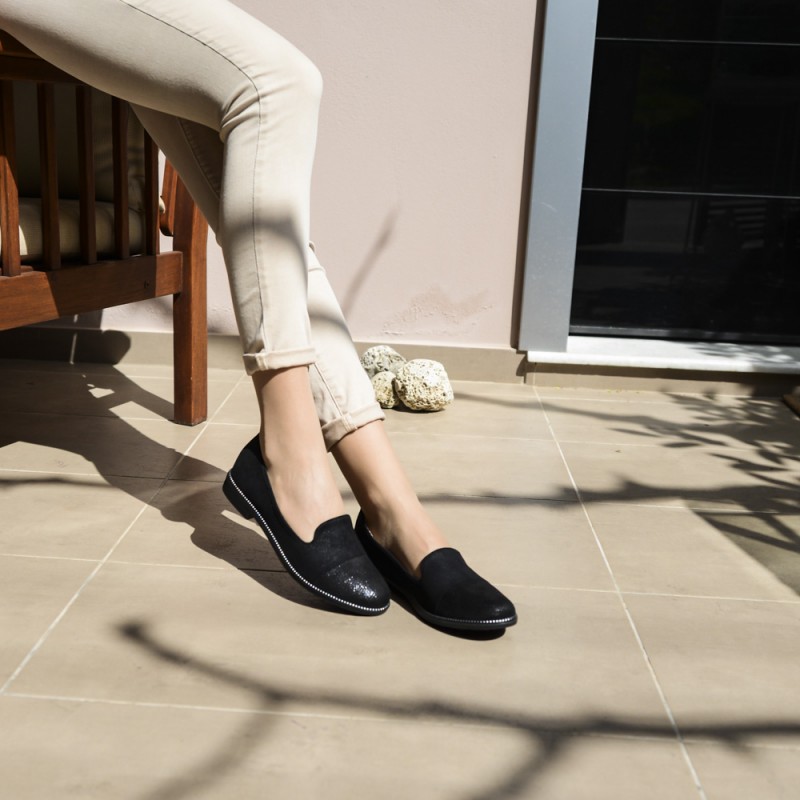 loafers Suede με τρουκ λεπτομέρειες στη σόλα Black  NEW IN